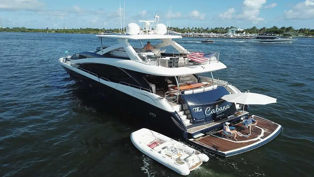 Luxury Enjoy's yacht in front of Miami coast (Florida).